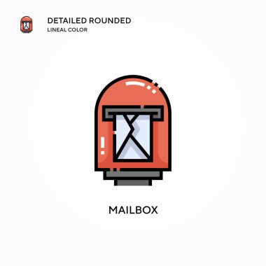 Posta kutusu vektör simgesi. Modern vektör illüstrasyon kavramları. Düzenlemesi ve kişiselleştirmesi kolay.