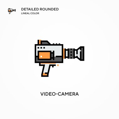 Video kamera vektör simgesi. Modern vektör illüstrasyon kavramları. Düzenlemesi ve kişiselleştirmesi kolay.