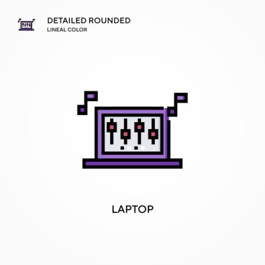 Laptop vektör simgesi. Modern vektör illüstrasyon kavramları. Düzenlemesi ve kişiselleştirmesi kolay.
