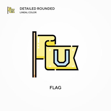 Bayrak vektör simgesi. Modern vektör illüstrasyon kavramları. Düzenlemesi ve kişiselleştirmesi kolay.