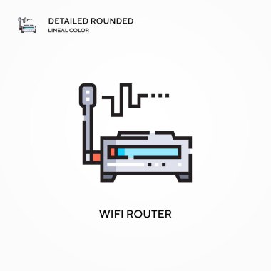 Wifi router vektör simgesi. Modern vektör illüstrasyon kavramları. Düzenlemesi ve kişiselleştirmesi kolay.