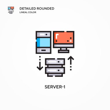 Sunucu-1 vektör simgesi. Modern vektör illüstrasyon kavramları. Düzenlemesi ve kişiselleştirmesi kolay.