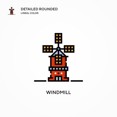 Yel değirmeni ikonu. Modern vektör illüstrasyon kavramları. Düzenlemesi ve kişiselleştirmesi kolay.