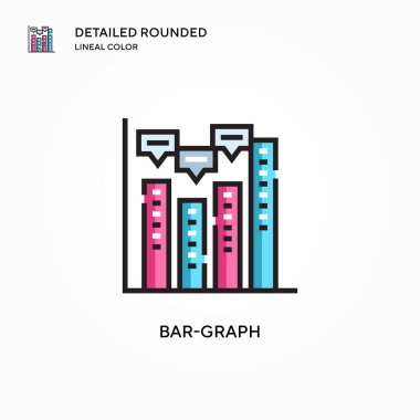 Çubuk grafik vektör simgesi. Modern vektör illüstrasyon kavramları. Düzenlemesi ve kişiselleştirmesi kolay.