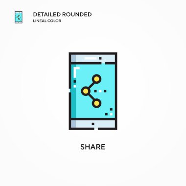 Vektör simgesini paylaş. Modern vektör illüstrasyon kavramları. Düzenlemesi ve kişiselleştirmesi kolay.
