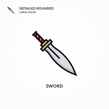 Kılıç vektör simgesi. Modern vektör illüstrasyon kavramları. Düzenlemesi ve kişiselleştirmesi kolay.