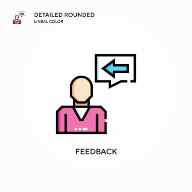 Geri besleme vektör simgesi. Modern vektör illüstrasyon kavramları. Düzenlemesi ve kişiselleştirmesi kolay.