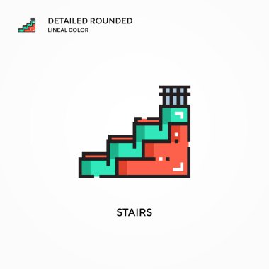 Merdiven vektör simgesi. Modern vektör illüstrasyon kavramları. Düzenlemesi ve kişiselleştirmesi kolay.