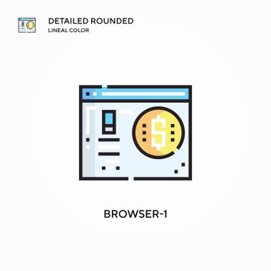 Tarayıcı-1 vektör simgesi. Modern vektör illüstrasyon kavramları. Düzenlemesi ve kişiselleştirmesi kolay.