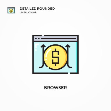 Tarayıcı vektör simgesi. Modern vektör illüstrasyon kavramları. Düzenlemesi ve kişiselleştirmesi kolay.