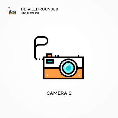 Kamera-2 vektör simgesi. Modern vektör illüstrasyon kavramları. Düzenlemesi ve kişiselleştirmesi kolay.