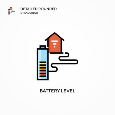 Batarya seviyesi vektör simgesi. Modern vektör illüstrasyon kavramları. Düzenlemesi ve kişiselleştirmesi kolay.