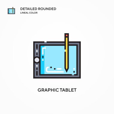 Grafik tablet vektör simgesi. Modern vektör illüstrasyon kavramları. Düzenlemesi ve kişiselleştirmesi kolay.