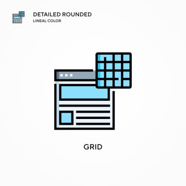 Izgara vektör simgesi. Modern vektör illüstrasyon kavramları. Düzenlemesi ve kişiselleştirmesi kolay.