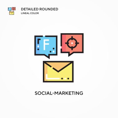 Sosyal pazarlama vektör simgesi. Modern vektör illüstrasyon kavramları. Düzenlemesi ve kişiselleştirmesi kolay.