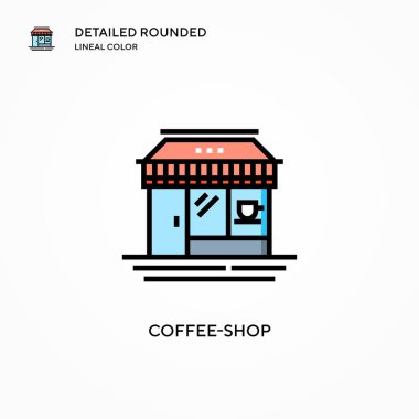 Kafe vektör ikonu. Modern vektör illüstrasyon kavramları. Düzenlemesi ve kişiselleştirmesi kolay.