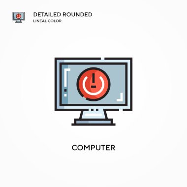 Bilgisayar vektör simgesi. Modern vektör illüstrasyon kavramları. Düzenlemesi ve kişiselleştirmesi kolay.