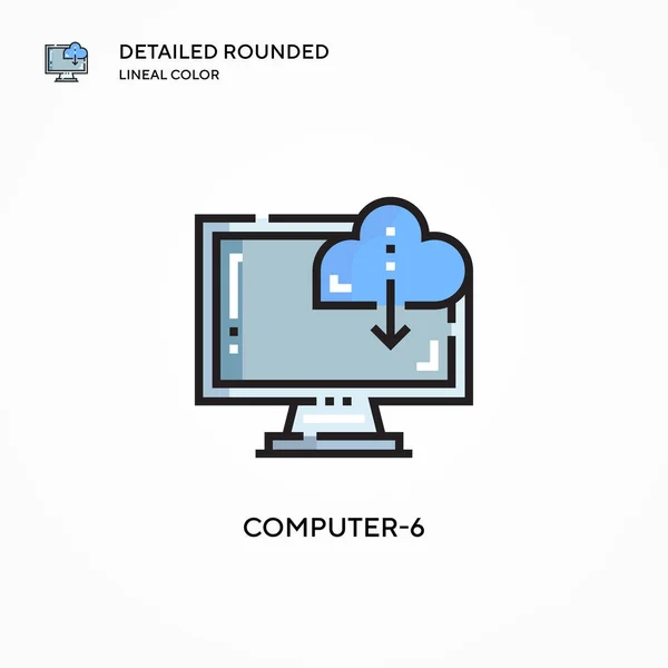 コンピュータ6のベクトルアイコン 現代のベクトル図の概念 編集とカスタマイズが簡単 — ストックベクタ