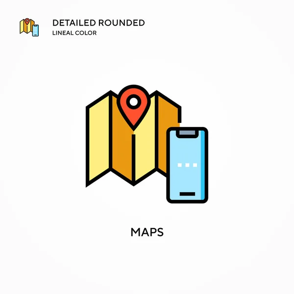 Mapas Icono Vector Conceptos Modernos Ilustración Vectorial Fácil Editar Personalizar — Archivo Imágenes Vectoriales