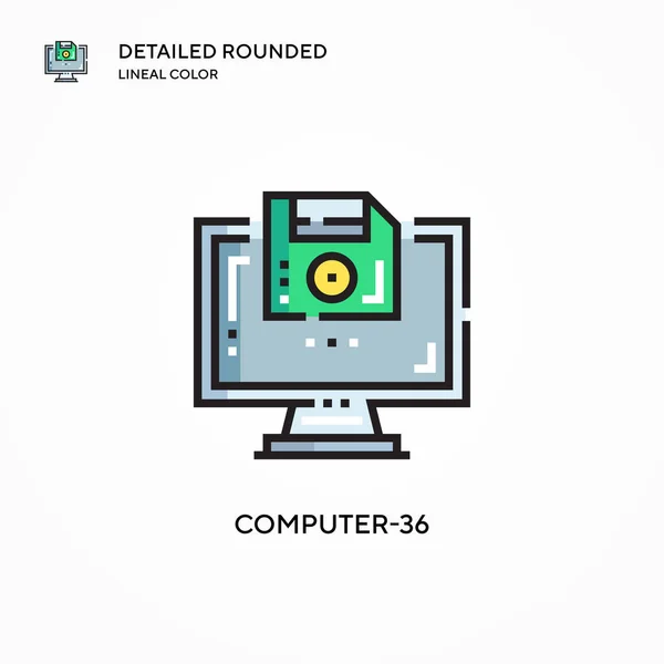 コンピュータ36のベクトルアイコン 現代のベクトル図の概念 編集とカスタマイズが簡単 — ストックベクタ