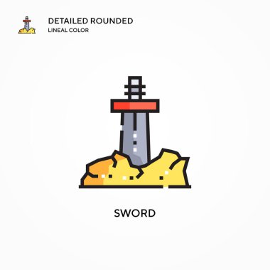 Kılıç vektör simgesi. Modern vektör illüstrasyon kavramları. Düzenlemesi ve kişiselleştirmesi kolay.