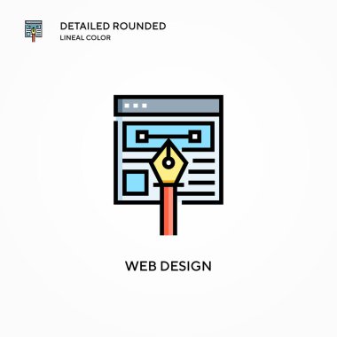 Web tasarım vektör simgesi. Modern vektör illüstrasyon kavramları. Düzenlemesi ve kişiselleştirmesi kolay.