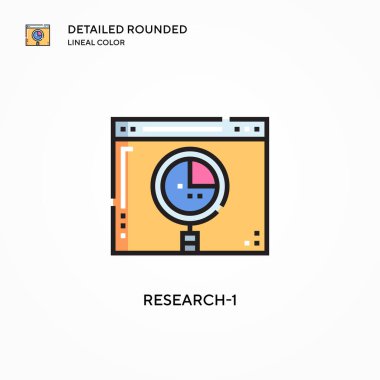 Araştırma-1 vektör simgesi. Modern vektör illüstrasyon kavramları. Düzenlemesi ve kişiselleştirmesi kolay.