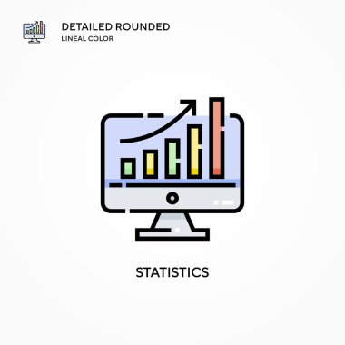 İstatistik vektör simgesi. Modern vektör illüstrasyon kavramları. Düzenlemesi ve kişiselleştirmesi kolay.