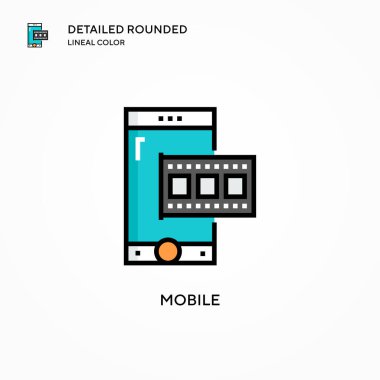 Mobil vektör simgesi. Modern vektör illüstrasyon kavramları. Düzenlemesi ve kişiselleştirmesi kolay.