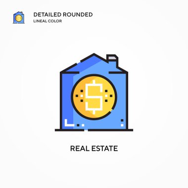 Emlak vektör ikonu. Modern vektör illüstrasyon kavramları. Düzenlemesi ve kişiselleştirmesi kolay.