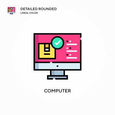 Bilgisayar vektör simgesi. Modern vektör illüstrasyon kavramları. Düzenlemesi ve kişiselleştirmesi kolay.