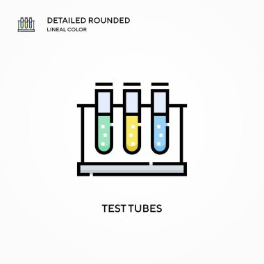 Test tüpleri vektör simgesi. Modern vektör illüstrasyon kavramları. Düzenlemesi ve kişiselleştirmesi kolay.