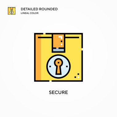Güvenli vektör simgesi. Modern vektör illüstrasyon kavramları. Düzenlemesi ve kişiselleştirmesi kolay.