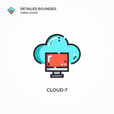 Bulut-7 vektör simgesi. Modern vektör illüstrasyon kavramları. Düzenlemesi ve kişiselleştirmesi kolay.
