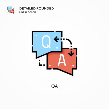 Qa vektör simgesi. Modern vektör illüstrasyon kavramları. Düzenlemesi ve kişiselleştirmesi kolay.