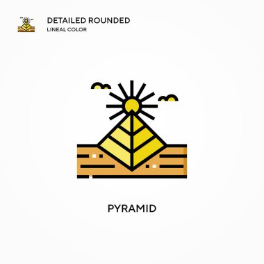 Piramit vektör simgesi. Modern vektör illüstrasyon kavramları. Düzenlemesi ve kişiselleştirmesi kolay.