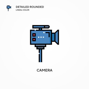Kamera vektör simgesi. Modern vektör illüstrasyon kavramları. Düzenlemesi ve kişiselleştirmesi kolay.