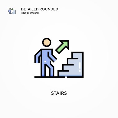 Merdiven vektör simgesi. Modern vektör illüstrasyon kavramları. Düzenlemesi ve kişiselleştirmesi kolay.