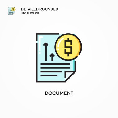 Belge vektör simgesi. Modern vektör illüstrasyon kavramları. Düzenlemesi ve kişiselleştirmesi kolay.