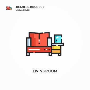 Oturma odası vektör simgesi. Modern vektör illüstrasyon kavramları. Düzenlemesi ve kişiselleştirmesi kolay.