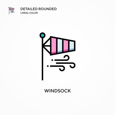 Windsock vektör simgesi. Modern vektör illüstrasyon kavramları. Düzenlemesi ve kişiselleştirmesi kolay.