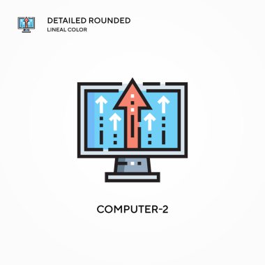 Bilgisayar-2 vektör simgesi. Modern vektör illüstrasyon kavramları. Düzenlemesi ve kişiselleştirmesi kolay.
