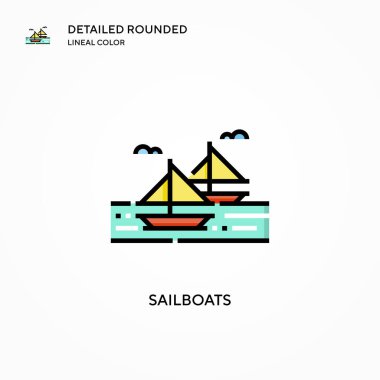Yelkenliler vektör simgesi. Modern vektör illüstrasyon kavramları. Düzenlemesi ve kişiselleştirmesi kolay.