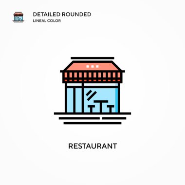 Restoran vektör simgesi. Modern vektör illüstrasyon kavramları. Düzenlemesi ve kişiselleştirmesi kolay.