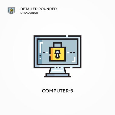 Bilgisayar-3 vektör simgesi. Modern vektör illüstrasyon kavramları. Düzenlemesi ve kişiselleştirmesi kolay.
