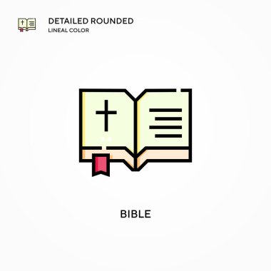 İncil vektör simgesi. Modern vektör illüstrasyon kavramları. Düzenlemesi ve kişiselleştirmesi kolay.
