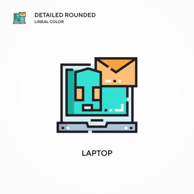 Laptop vektör simgesi. Modern vektör illüstrasyon kavramları. Düzenlemesi ve kişiselleştirmesi kolay.