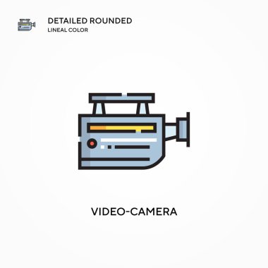 Video kamera vektör simgesi. Modern vektör illüstrasyon kavramları. Düzenlemesi ve kişiselleştirmesi kolay.
