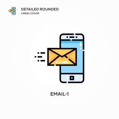 E- posta-1 vektör simgesi. Modern vektör illüstrasyon kavramları. Düzenlemesi ve kişiselleştirmesi kolay.