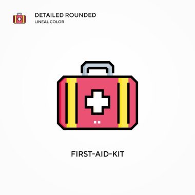 İlk yardım seti vektör simgesi. Modern vektör illüstrasyon kavramları. Düzenlemesi ve kişiselleştirmesi kolay.